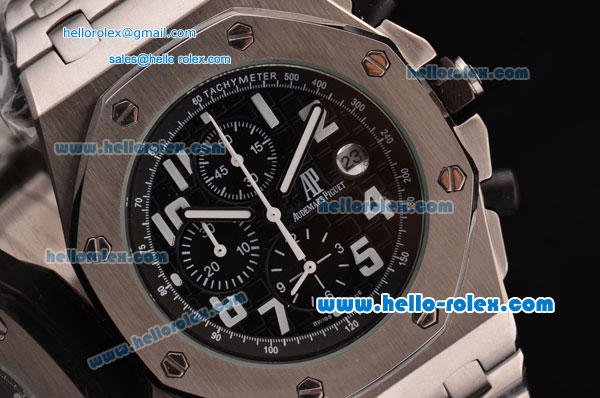 Audemars Piguet Royal Oak Offshore Chronograph Japanese Miyota OS10 Quartz Stainless Steel Case with Stainless Steel Strap and Black Dial - Click Image to Close
